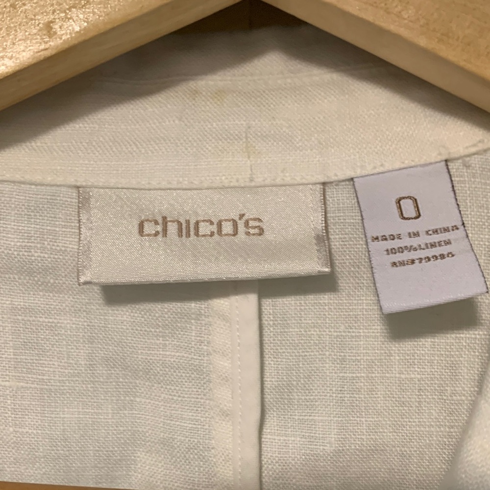 Chico's White Single-Button Linen Blazer - Picture 2 of 3